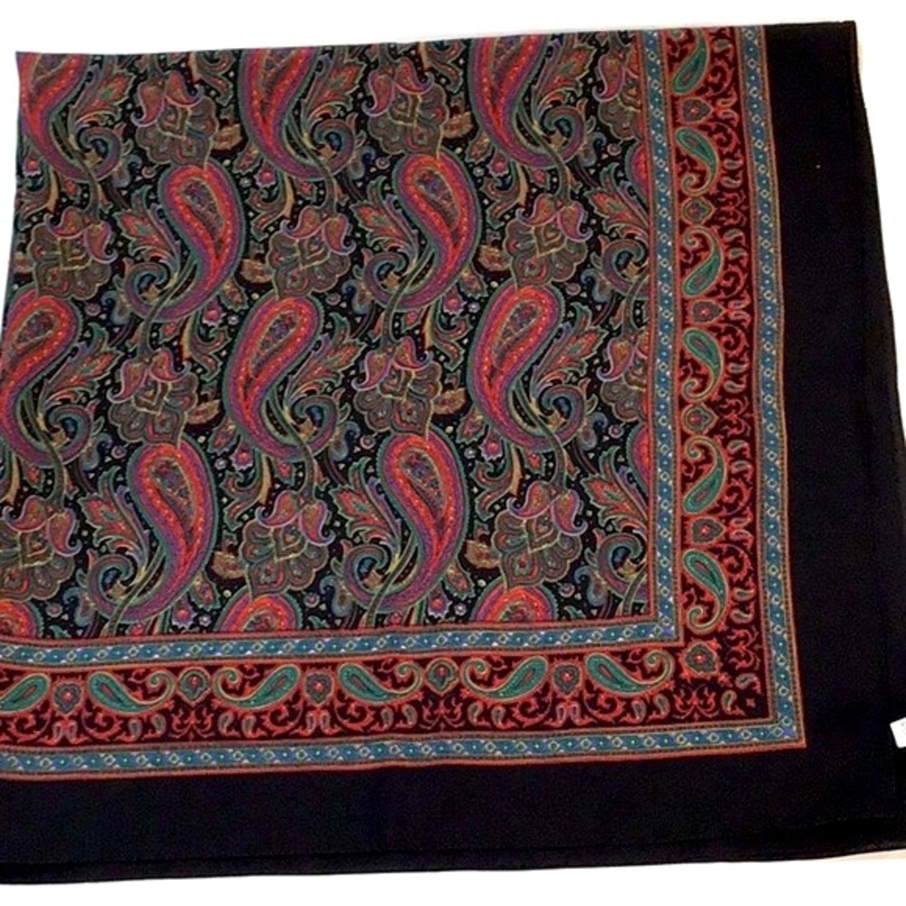 Vintage Paisley red & black scarf EUC, made in Italy